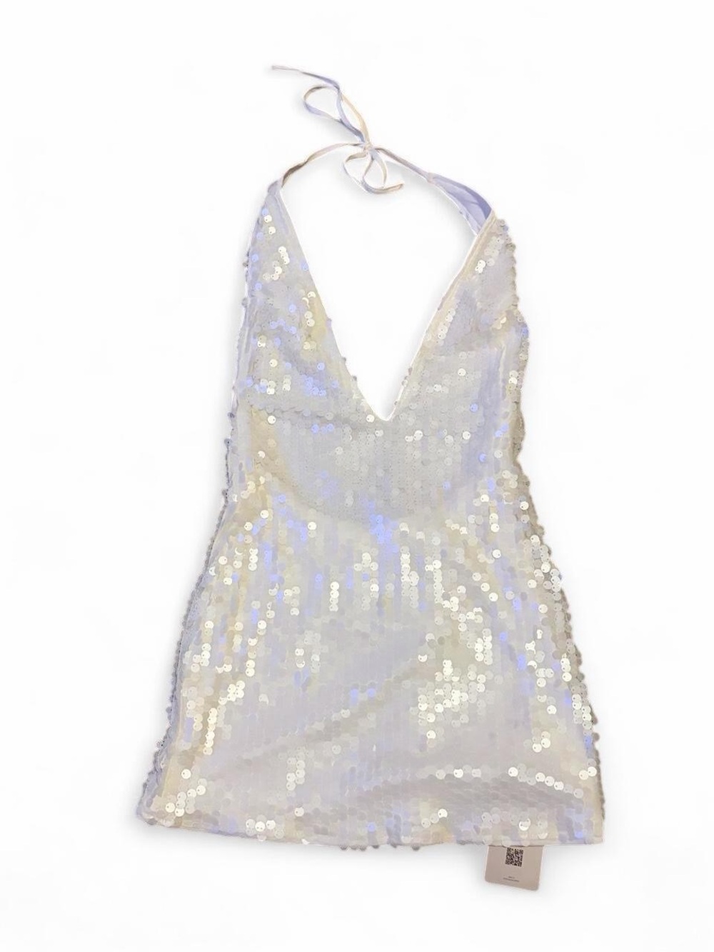 Musera Sequined White Halter Mini Dress NWT